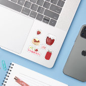 Aardbei Jam Stickers (Laptop met iPhone)
