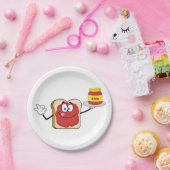 Aardbei Jam Toast Cartoon Personage Papieren Bordje (Feest)