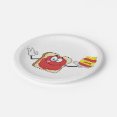Aardbei Jam Toast Cartoon Personage Papieren Bordje (Gekanteld)