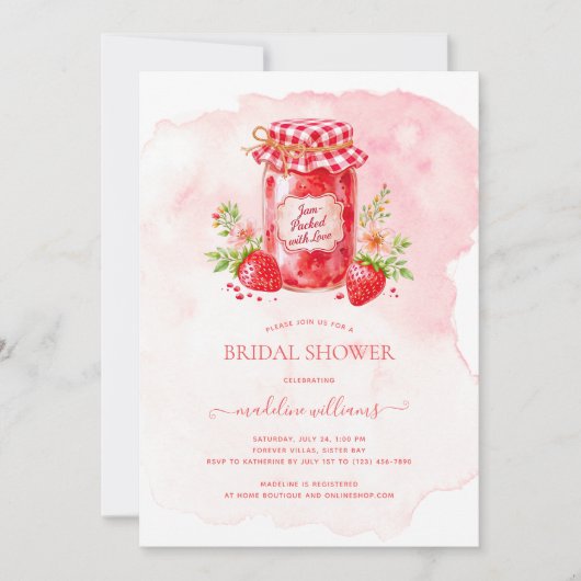 Aardbei Jam Verpakt Met Liefde Vrijgezellenfeest Kaart (Voorkant)