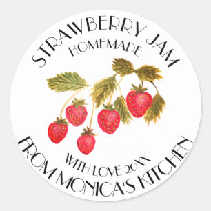 Aardbei Jam Waterverf Fruit Kitchen Reserves Ronde Sticker