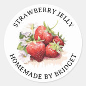 Aardbei Jelly Jam Thuislabel STRAW07rd Ronde Sticker (Voorkant)