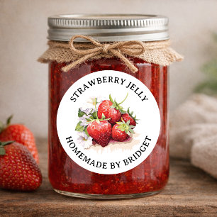 Aardbei Jelly Jam Thuislabel STRAW07rd Ronde Sticker