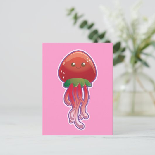 Aardbei Jellyfish Briefkaart (Staand voorkant)