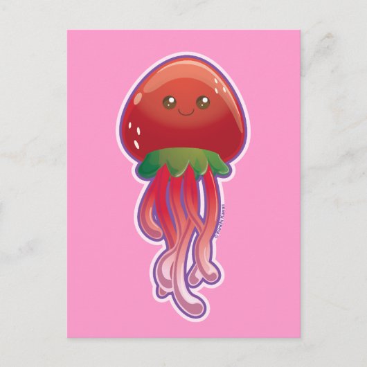 Aardbei Jellyfish Briefkaart (Voorkant)