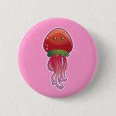 Aardbei Jellyfish Ronde Button 5,7 Cm (Voorkant)