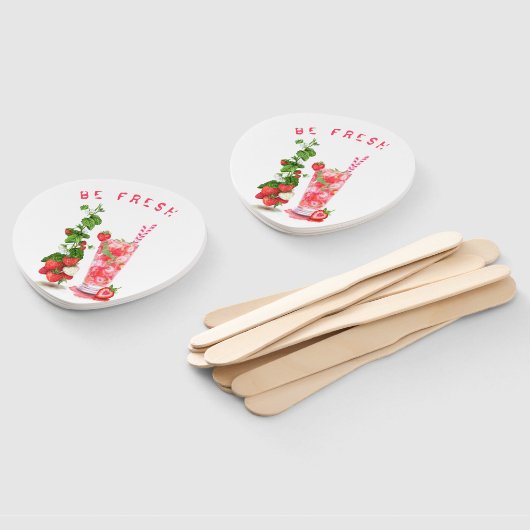 Aardbei Juice Cool Drink Fruits Hand Fan Party Handwaaier (Niet-gemonteerd)