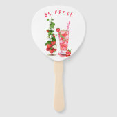 Aardbei Juice Cool Drink Fruits Hand Fan Party Handwaaier (Achterkant)