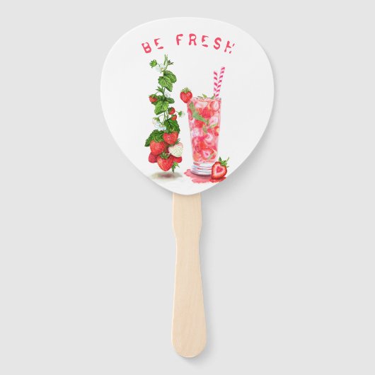 Aardbei Juice Cool Drink Fruits Hand Fan Party Handwaaier (Voorkant)