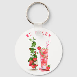 Aardbei Juice Cool Drink Summer Fruits Sleutelhang Sleutelhanger