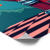 Aardbei Jukebox: Retro Surrealisme Pop Art Poster (Hoek)