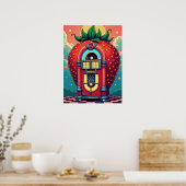 Aardbei Jukebox: Retro Surrealisme Pop Art Poster (Keuken)