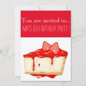 Aardbei-kaas-ecake-meisje of tween-jarig feest kaart (Voorkant)