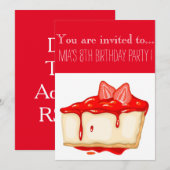 Aardbei-kaas-ecake-meisje of tween-jarig feest kaart (Voorkant / Achterkant)