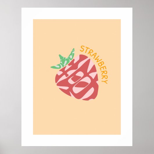 Aardbei Kanji / Hiragana Japanse Woordkunst Poster (Voorkant)