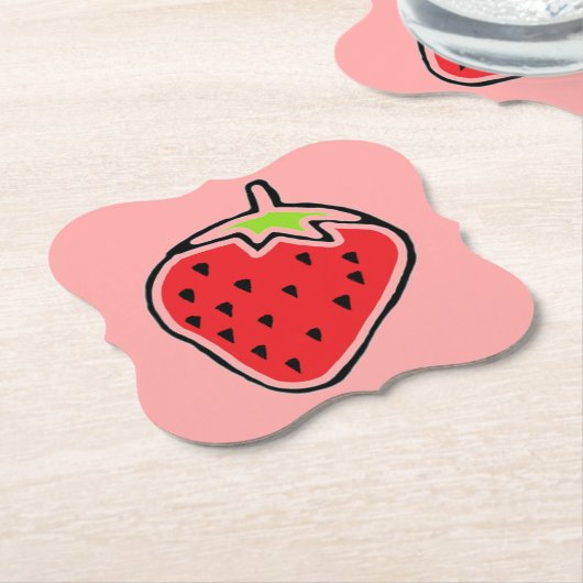 Aardbei Kartonnen Onderzetters (Gekanteld)