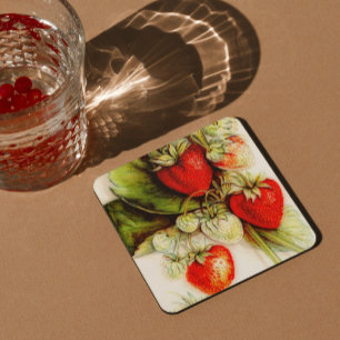  aardbei kartonnen onderzetters