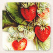  aardbei kartonnen onderzetters (Voorkant)