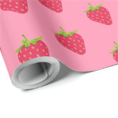 Aardbei Kawaii esthetische tropische bessen fruit Cadeaupapier (Rol Hoek)