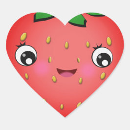 Aardbei Kawaii Hart Vorm Stickers