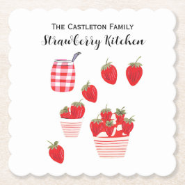 Aardbei Keuken Vers Zomerfruit Drinken Mat Kartonnen Onderzetters