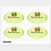 Aardbei keukenlabel Ovaal Ovale Sticker (Vel)