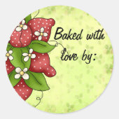 Aardbei keukenlabel ronde sticker (Voorkant)