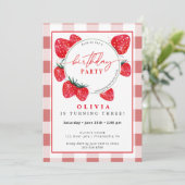 Aardbei-Kind - Uitnodiging op de zomervakantie (Staand voorkant)