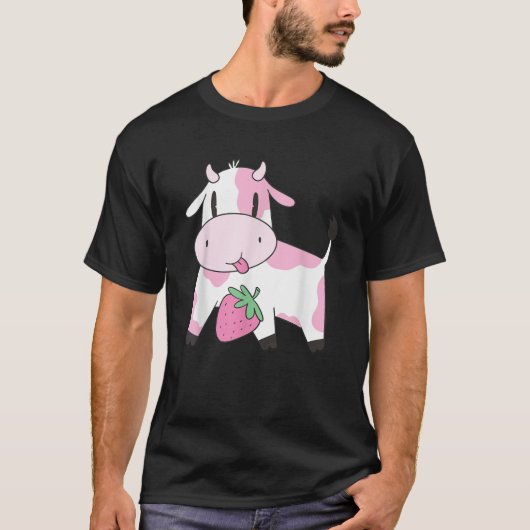 Aardbei-Koe Cartoon T-shirt (Voorkant)