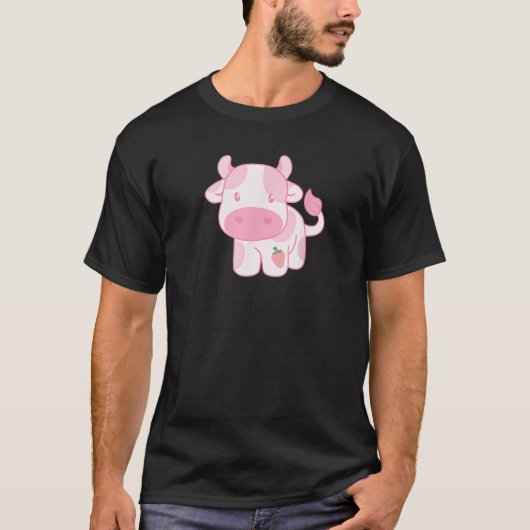 Aardbei Koe Cute Roze Pastel T-shirt (Voorkant)