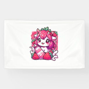 Aardbei Koe Kawaii Anime Aardbei Melk _2_1 Spandoek