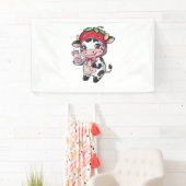 Aardbei Koe Kawaii Anime Aardbei Melk _2 Spandoek (Insitu)