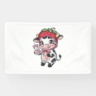Aardbei Koe Kawaii Anime Aardbei Melk _2 Spandoek