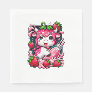 Aardbei Koe Kawaii Anime Aardbeienmelk Servet