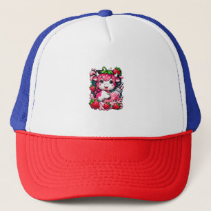 Aardbei Koe Kawaii Anime Aardbeienmelk Trucker Pet