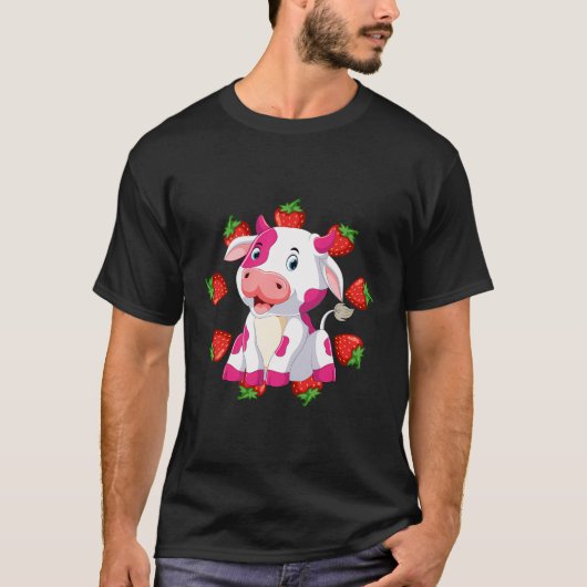 Aardbei Koe Schattige Fruit Koe T-shirt (Voorkant)
