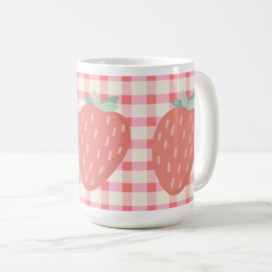 Aardbei 🌸 koffie mok 15oz (Voorkant rechts)