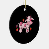 Aardbei Kow Cute Pink Cow Keramisch Ornament (Rechts)