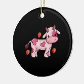 Aardbei Kow Cute Pink Cow Keramisch Ornament (Links)