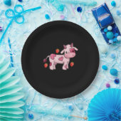 Aardbei Kow Cute Pink Cow Papieren Bordje (Feest)