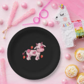 Aardbei Kow Cute Pink Cow Papieren Bordje (Feest)