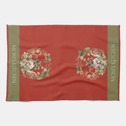 Aardbei krans en theepot Moeder keuken Theedoek (Horizontaal)