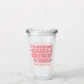 Aardbei Kusjes Verjaardagswensen T-shirt Acryl Acryl Drinkbeker (Achterkant)