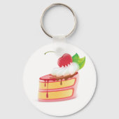 Aardbei Laag Cake Snee met Crème Sleutelhanger (Voorkant)