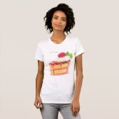 Aardbei Laag Cake Snee met Crème T-shirt (Voorkant volledig)