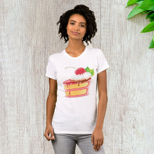 Aardbei Laag Cake Snee met Crème T-shirt