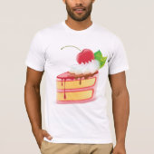 Aardbei Laag Cake Snee met Crème T-shirt (Voorkant)