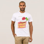 Aardbei Laag Cake Snee met Crème T-shirt (Voorkant volledig)