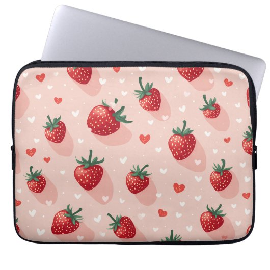 Aardbei laptop hoesje sleeve (Voorkant)