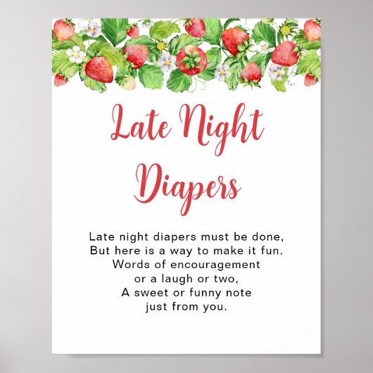 Aardbei Late Night Luier Teken Poster (Voorkant)